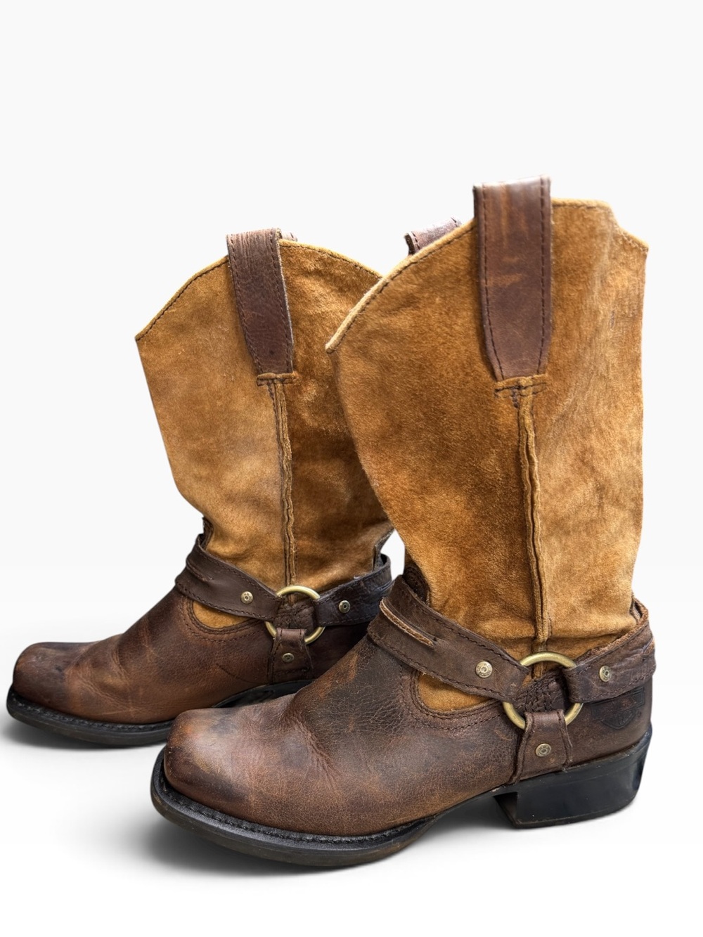 Harley Davidson Stan Harness Boots 2 Tone Suede/Leather Biker Grunge unisex Moto